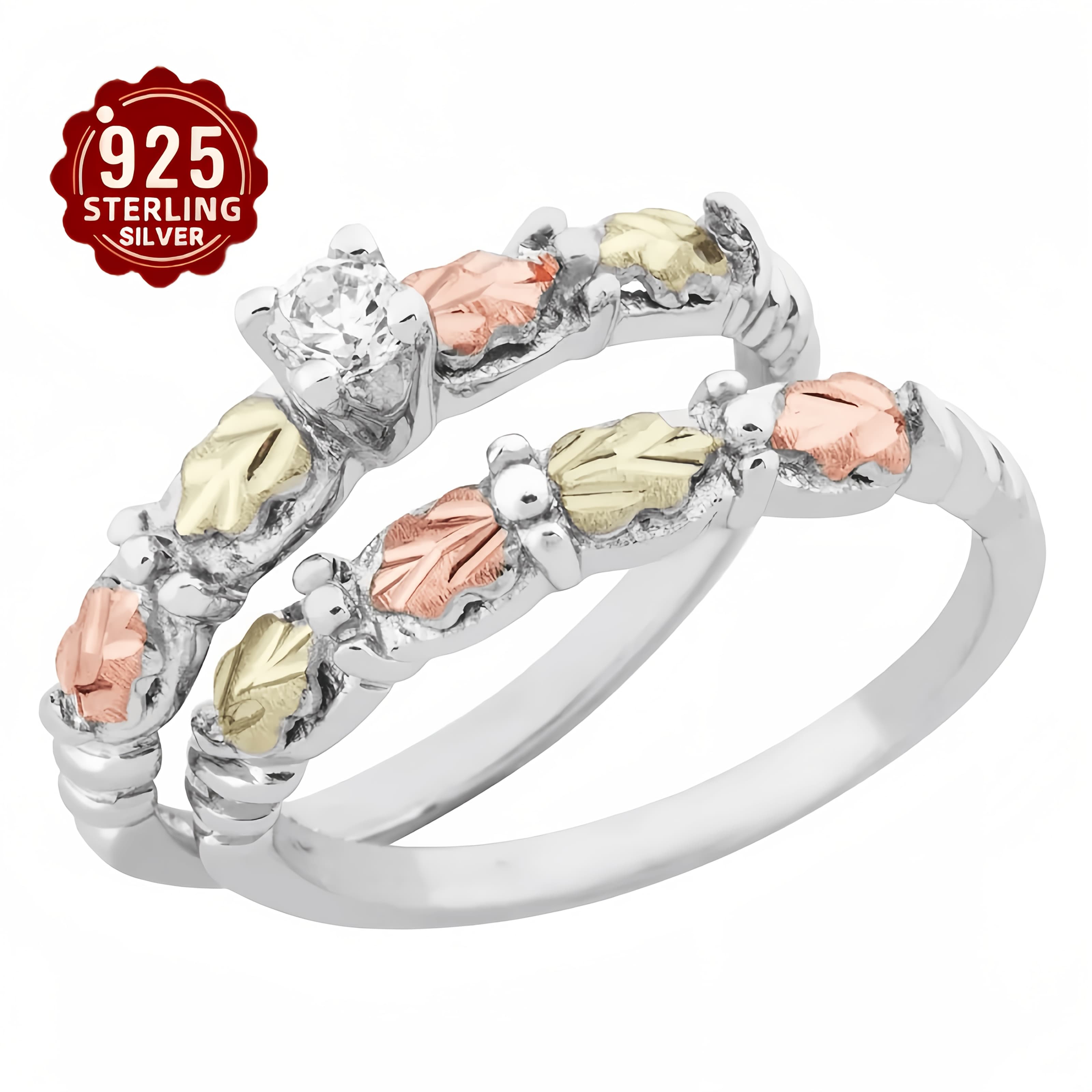 TEMU Stylish S925 Sterling Silver Ring Featuring Motif And Synthetic Cubic Zirconia Inlay, Use, Parties, Proposals, And Valentine's Day Presents