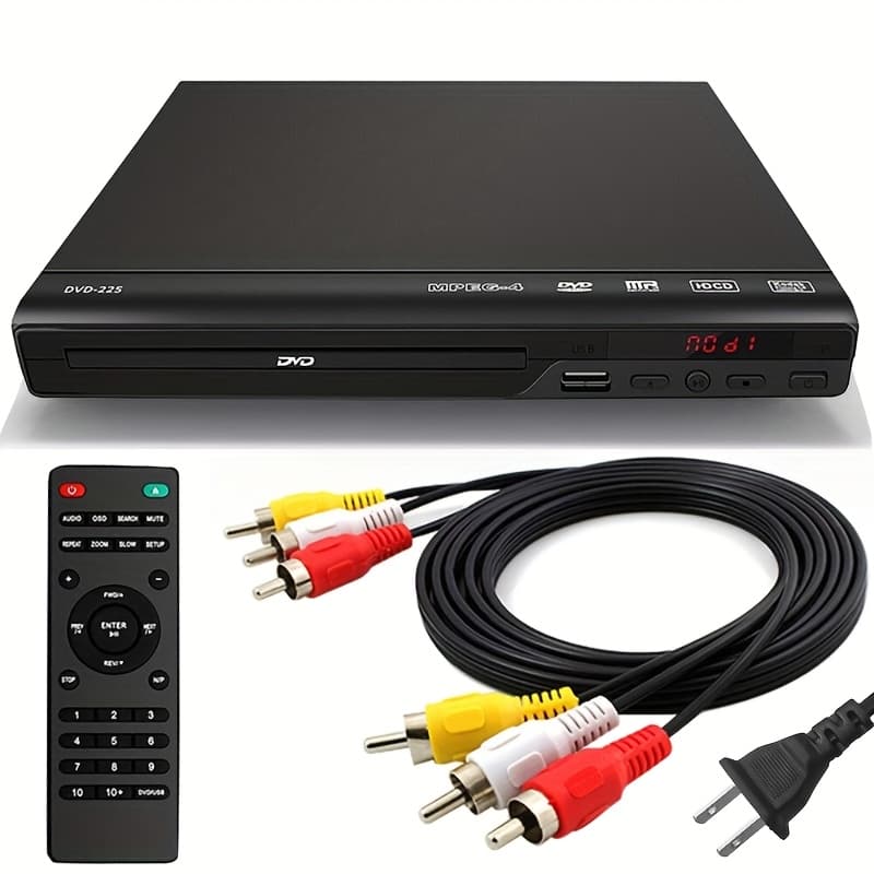 TEMU 2024 Dvd Player Us Plug All Free Dvd Disc Player Av Output Usb Remote Control Christmas Gift
