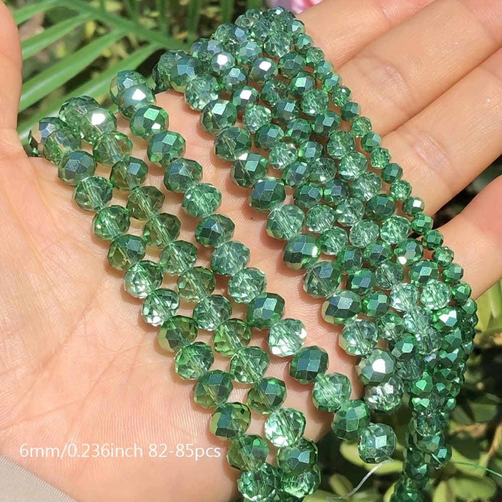 TEMU 4/6/8mm Ab Surface Artificial Crystal Beads Grass Green Flat Round Loose Spacer Beads Suitable For Bracelets, Necklaces, Earrings, Jewelry Making Additions