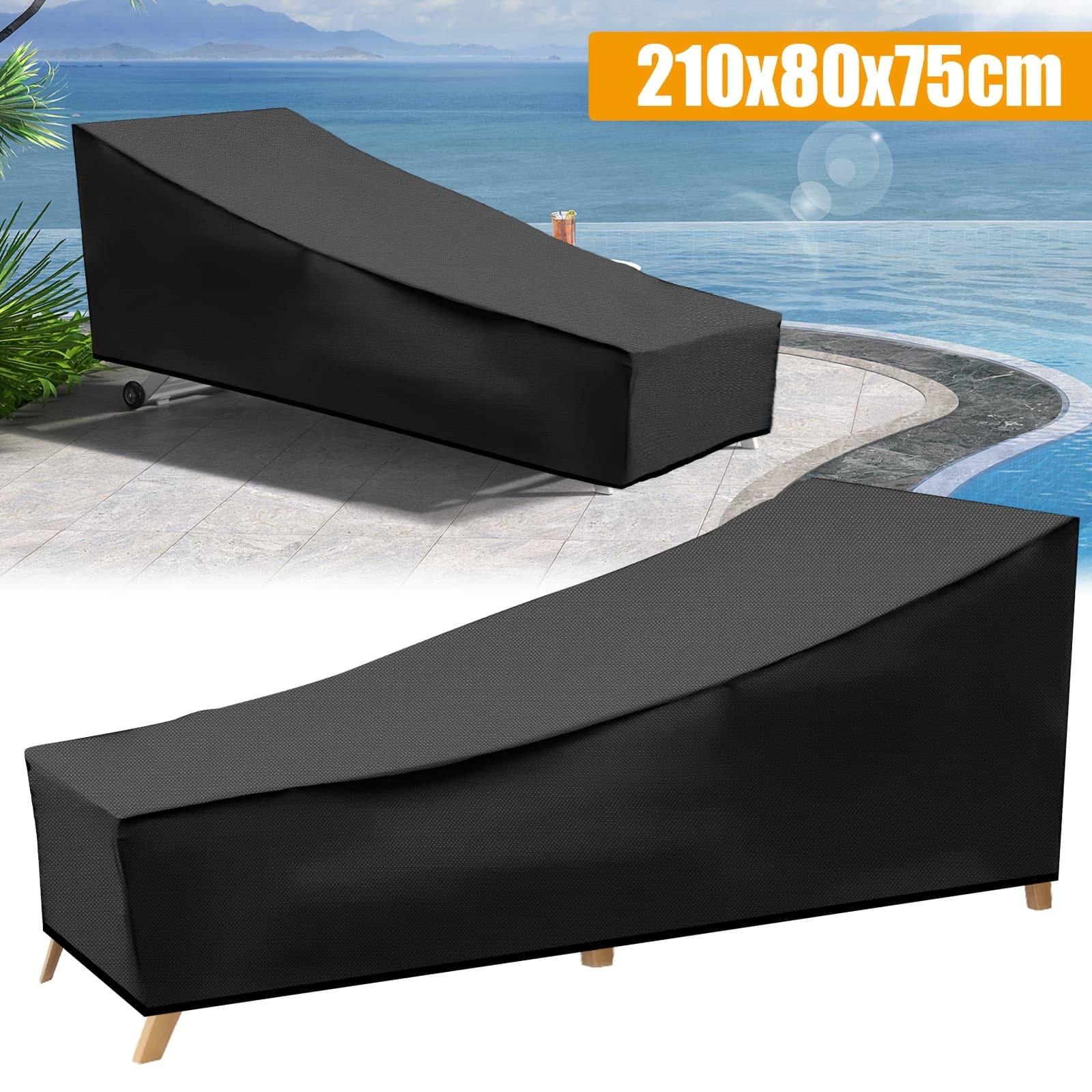 TEMU 1pc Outdoor Waterproof Patio Chaise Lounge Cover, Uv Resistant Cover, Weatherproof Sofa Furniture Covers, Durable Chair Protector, Ideal For Outdoor Garden & Yard