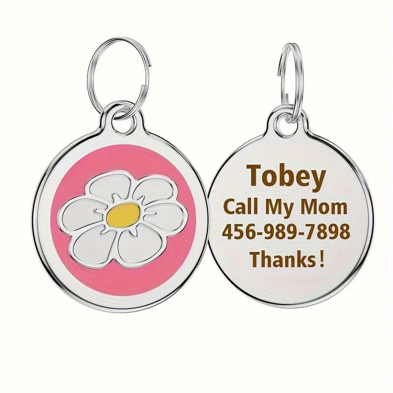 TEMU 1pc Personalized Engraved Dog Id Tag, Round Cute Id Tag For Dogs And Cats With Name & Phone Number - Perfect Gift For Small To Medium-sized Puppies