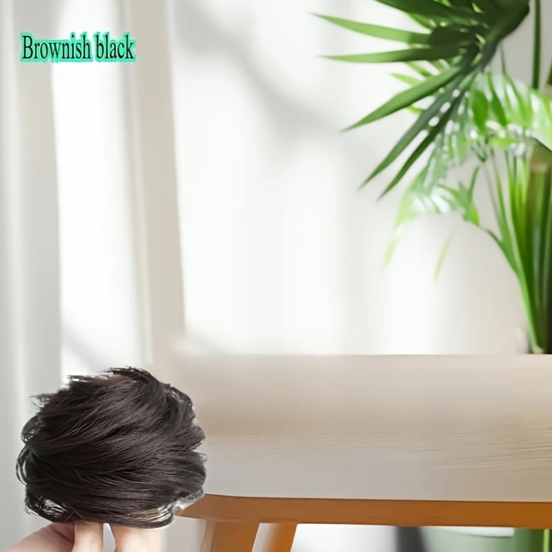 TEMU Elegant Women's Straight Hair Ring Bun, Natural And Comfortable, Heat- Fiber Wig, , Suitable For All Women, Wig Accessory,