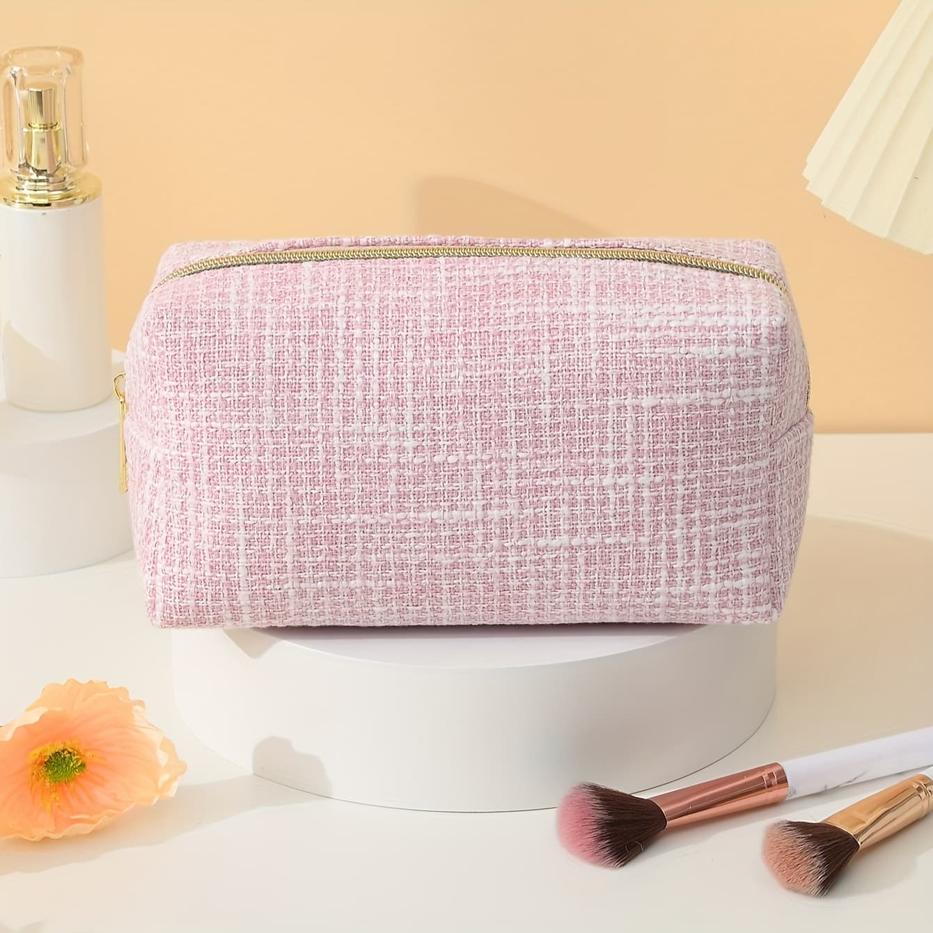 TEMU Stylish, Simple, Beautiful, Large-capacity Hand-held Portable Small Fragrance Octagonal Zipper Travel Cosmetic Bag