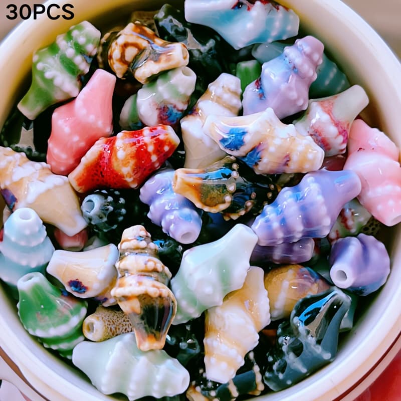 TEMU Kit-hawaiian Multicolor Ceramic Beads In Unique Shapes, Jewelry Findings, Diy Material Package