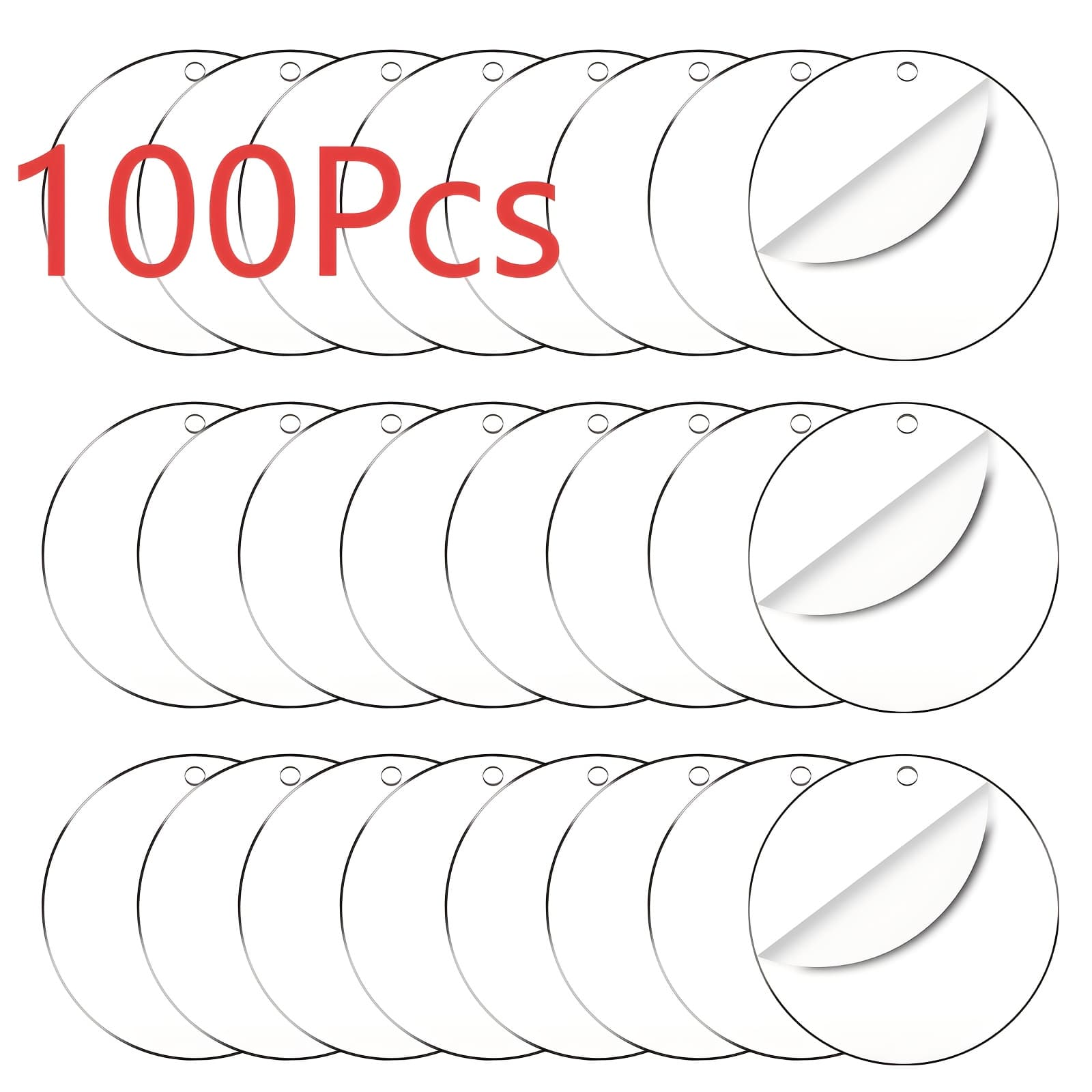 TEMU 2d Flat, Transparent Acrylic Keychain Blanks, Blank Acrylic Circles With Holes For Diy Keychains And Christmas Crafts
