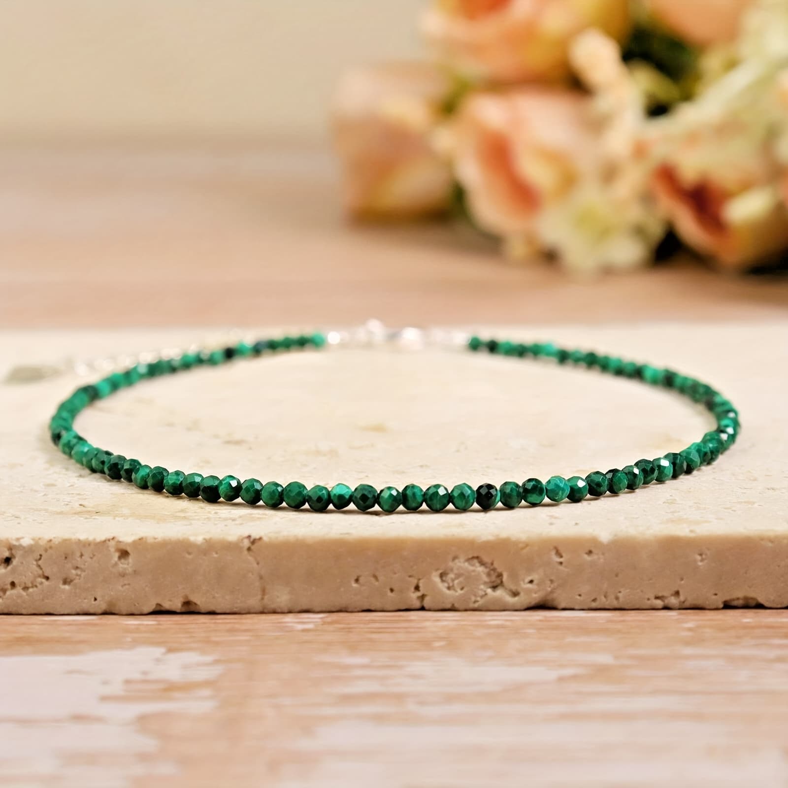 TEMU Minimalist Jewelry-2mm Malachite Bracelet, A Unisex Protective Bracelet, Versatile Natural Stone Jewelry