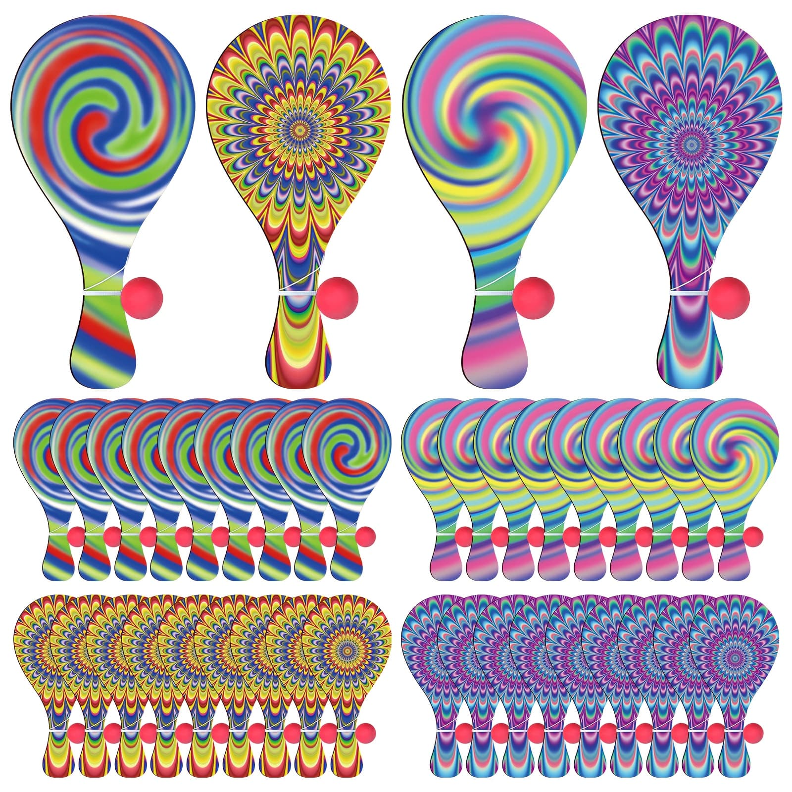 TEMU 36pcs Paddle Ball Games With String - Vintage Retro Paddle & Ball Sets Suitable For Party Favors, Prizes, Prizes, Party Games, Indoor Outdoor Fun For & S