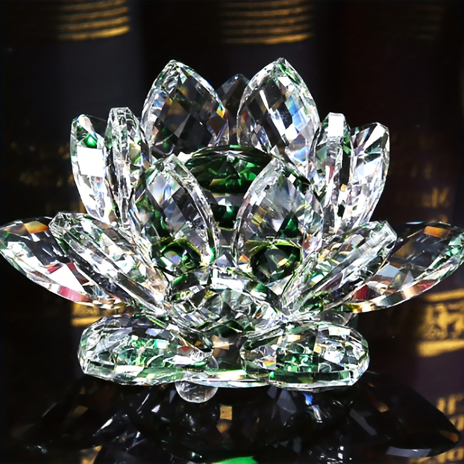 TEMU Crystal Lotus Flower Figurines Glass Car Figurines For Tabletop Centerpiece Home Office