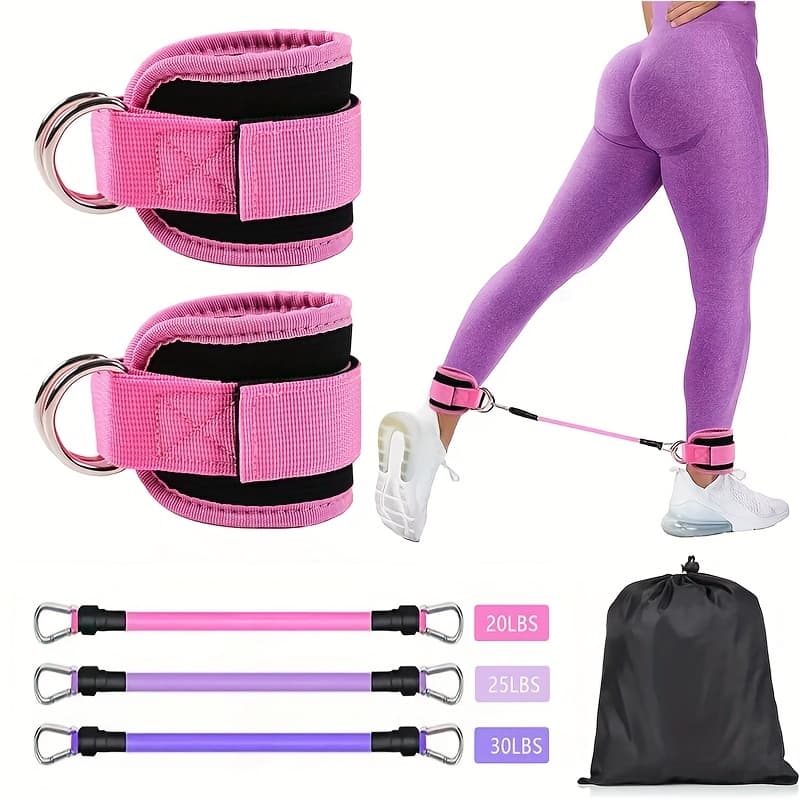 TEMU 6pcs Ankle Set With Multiple Tension Levels, Featuring Adjustable Ankle Straps For Yoga And Fitness, Leg And Hip Exercises. In Color Combinations, Ideal For Home Workouts, Suitable For All