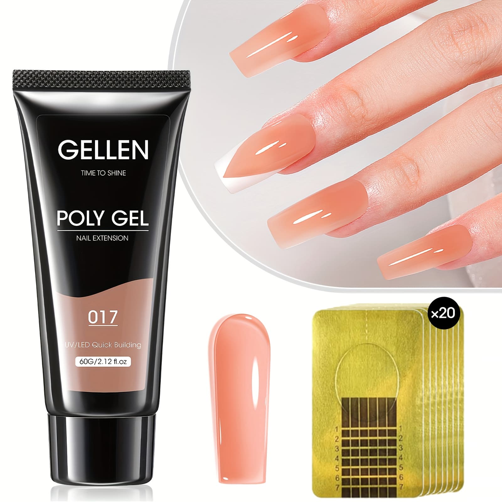 TEMU Gellen Poly Gel Nail Extension Gel Builder Gel, 60g All Season Gel Color For Durable Nail Strengthening Supplies For Easy , Holiday Gift For Women