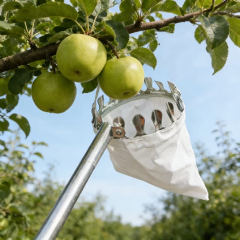 TEMU Agricultural High- Fruit Picker, Metal Picking Head With Cloth Bag, Protective Anti-fall Harvesting Tool