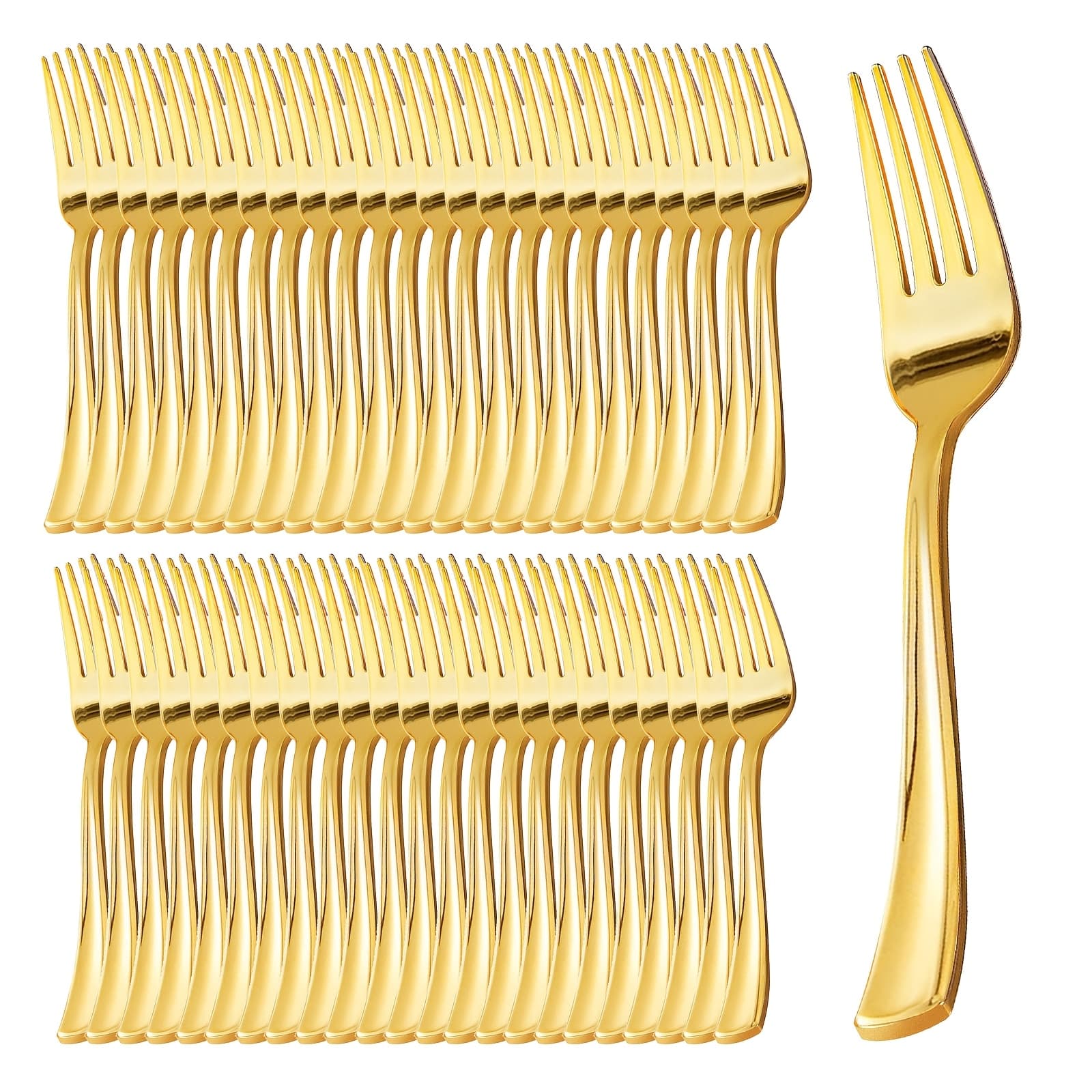 TEMU 50 Pack Golden/silvery Plastic Forks, 7.4 Inch Heavy Duty Forks, Silvery Plastic Cutlery Perfect For Weddings, Parties, Dinners, Durable Cutlery Set