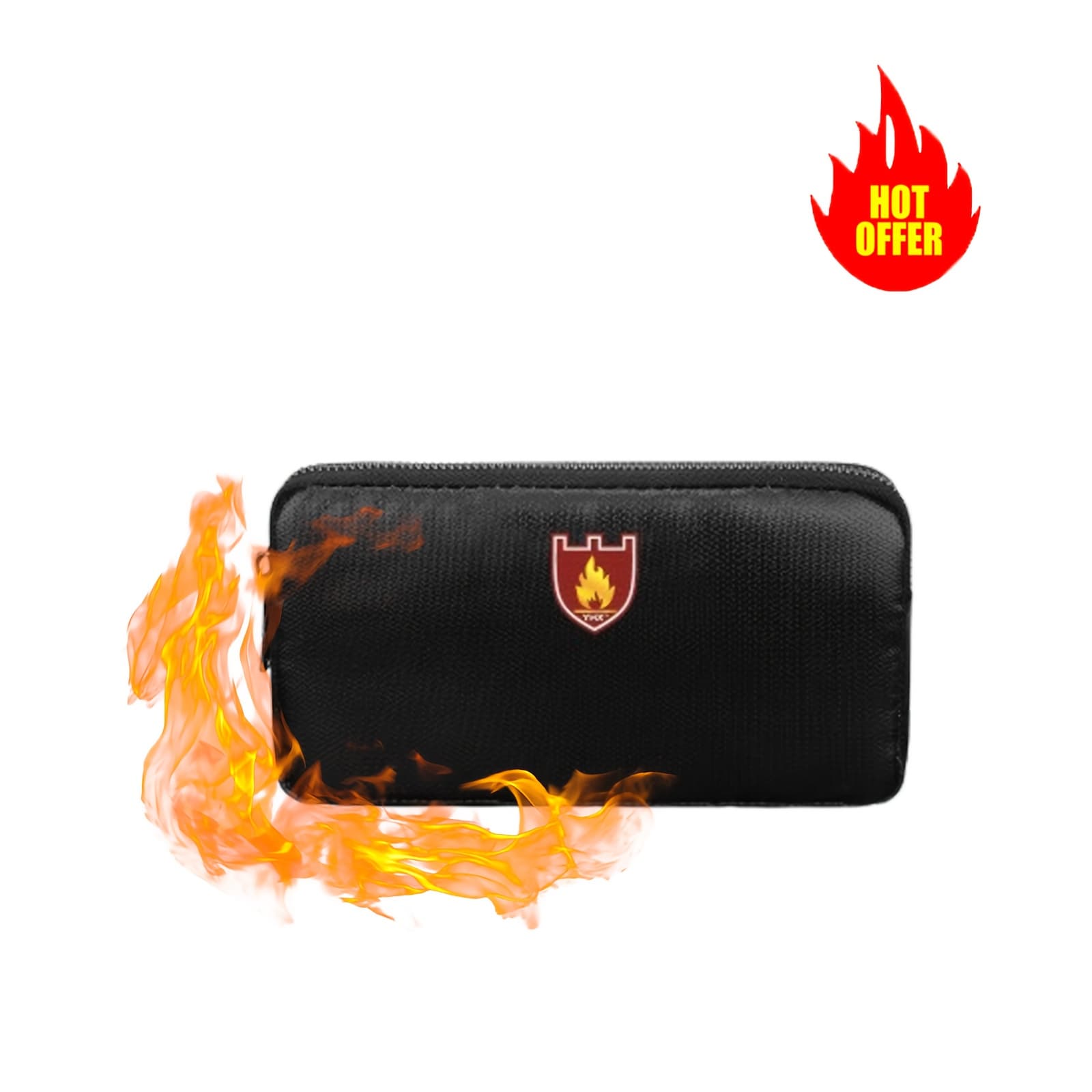 TEMU Fireproof Storage Bag, Clutch Bag | A Black Fireproof Battery Storage Can Hold A Smartphone, Power Bank, Bank Cards, And Id Cards. Organizer Bag Size 20.5*11cm, Small Storage Bag