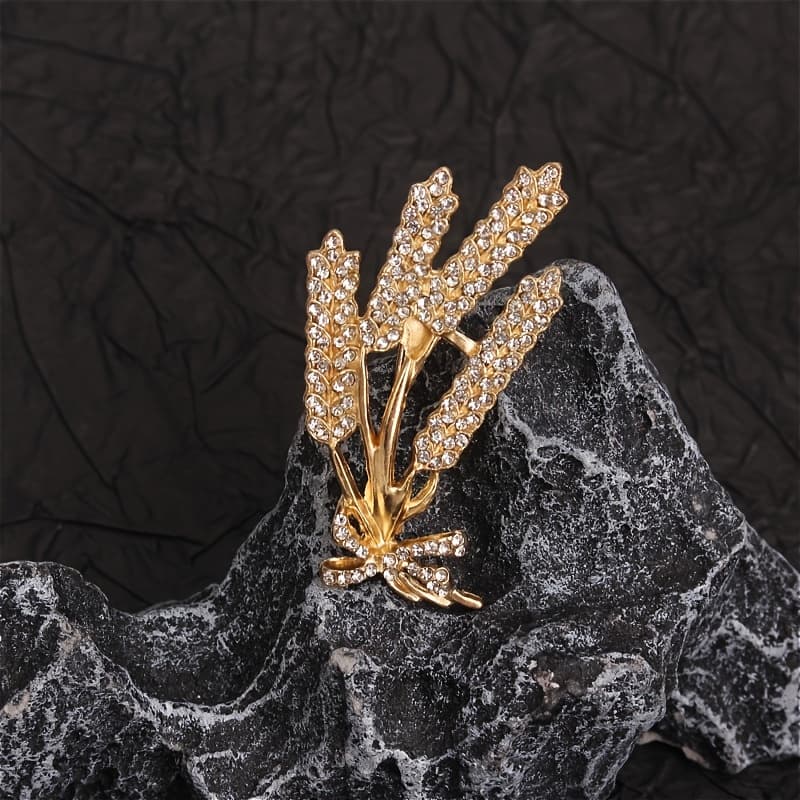 TEMU Exquisite Wheat Brooch, Shiny Brooch, , Unique Plant Emblem, Unisex Clothing Additions