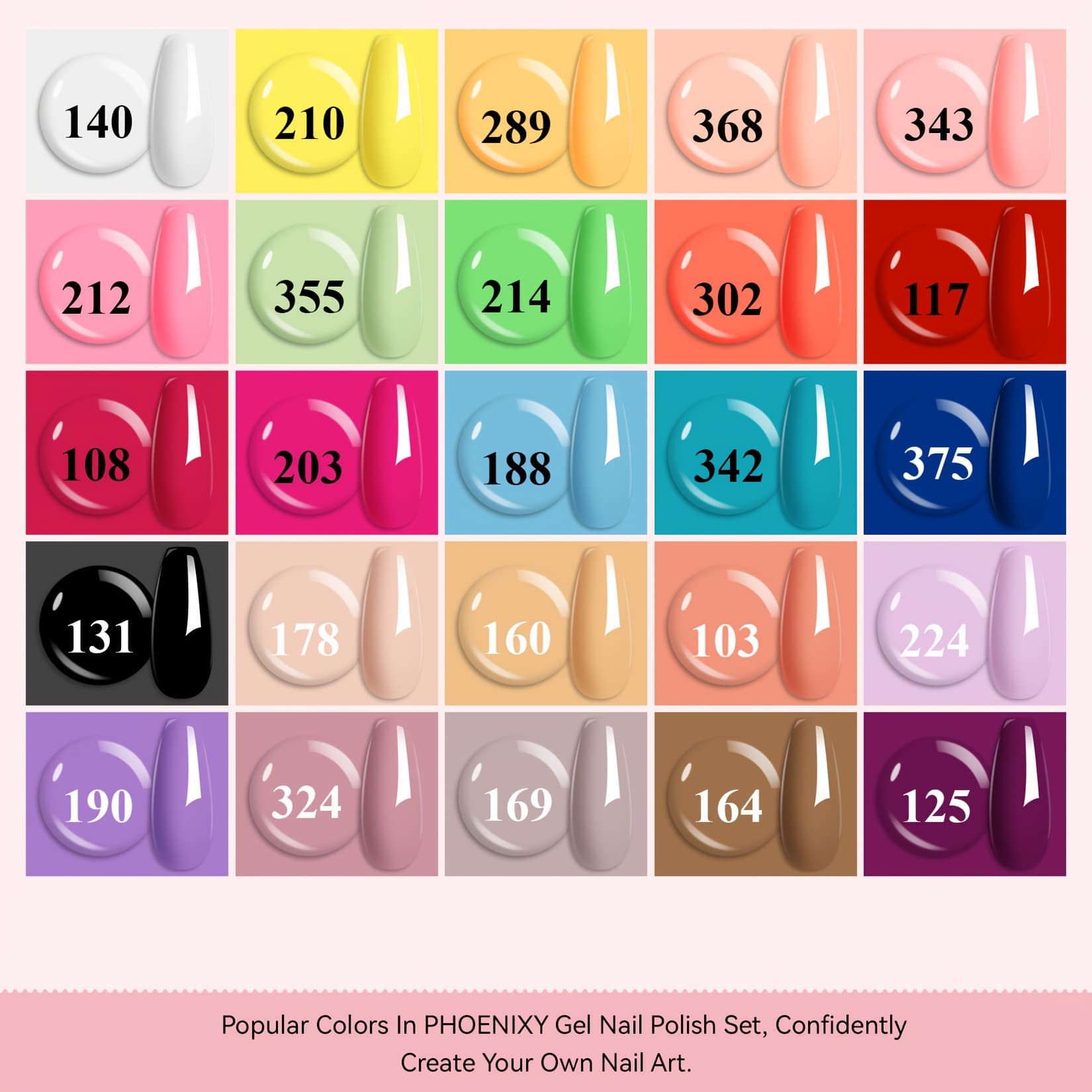 TEMU Phoenixy Gel Nail Polish 30pcs Gel Nail Polish Kit With Black White Purple Suitable For All For Women
