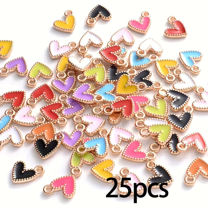 TEMU 25pcs Of Assorted Heart Charms For Crafting Handmade Necklaces And Earrings