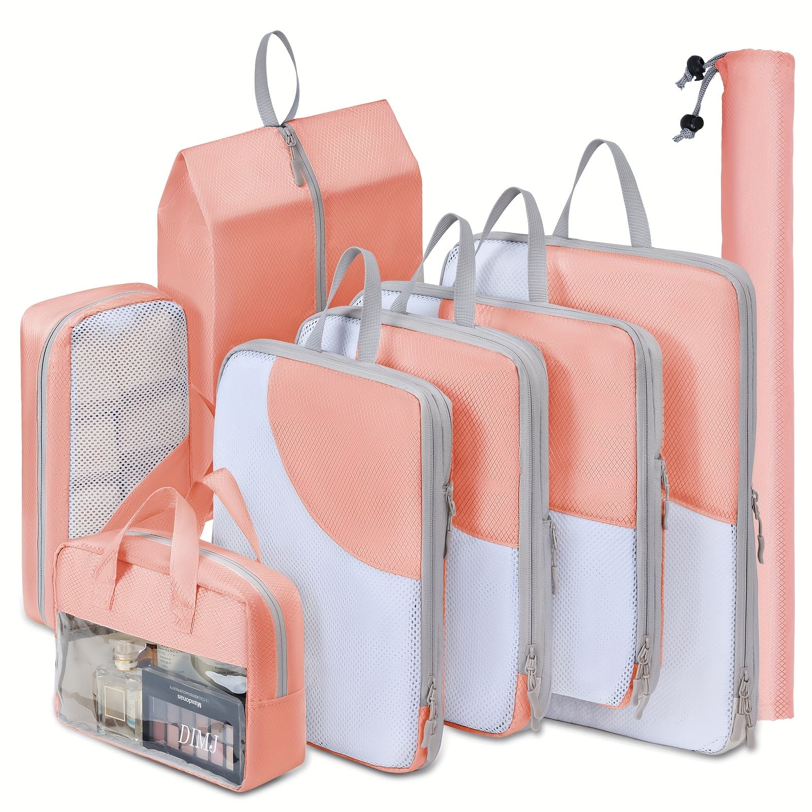 TEMU Lightweight Compression Packing Cubes For Travel - 8 Pack With Transparent Window Wash Bag & Sock Bag