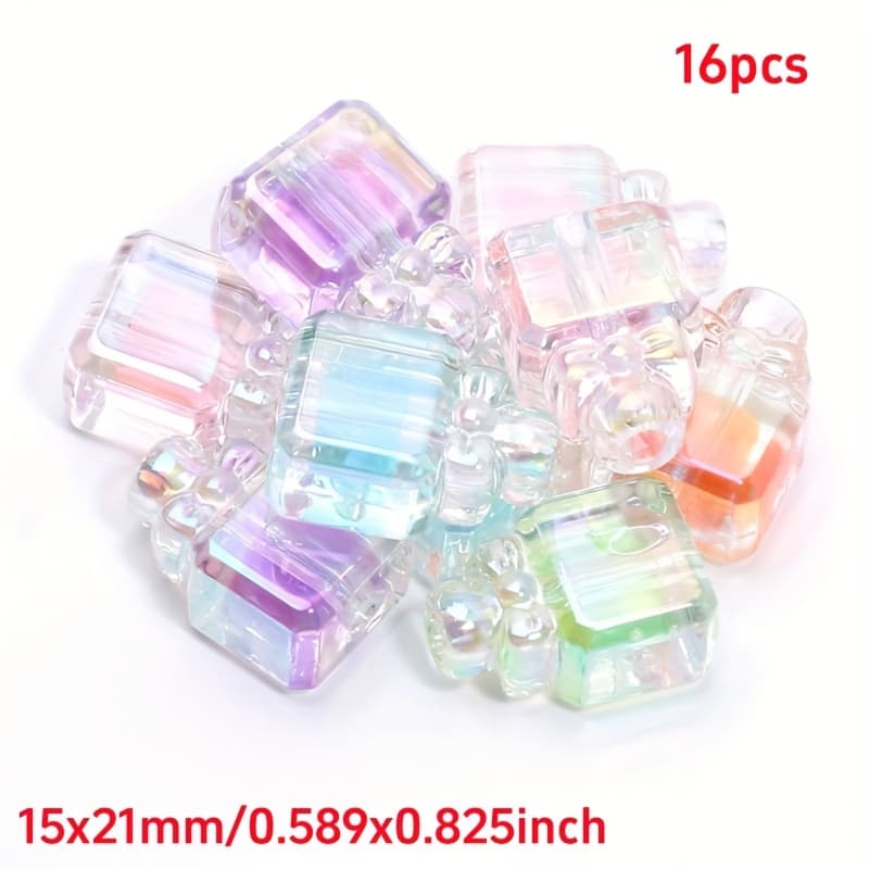 TEMU 16pcs Multicolor Perfume Bottles 15x21mm Bead-in-bead Acrylic Fashion Bracelet Necklace Pendant Decor Beads Gift