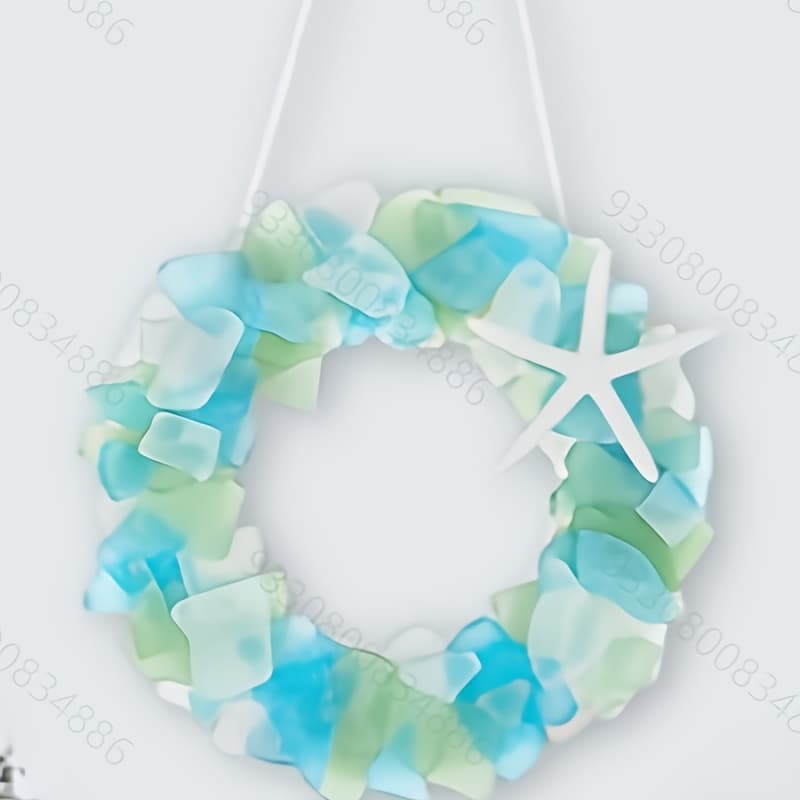 TEMU 1pc Green Wreath Beach Wreath Summer Decorative Wreath Home Bedroom Decoration Doors Windows Kitchen Cabinets Chairs And Walls