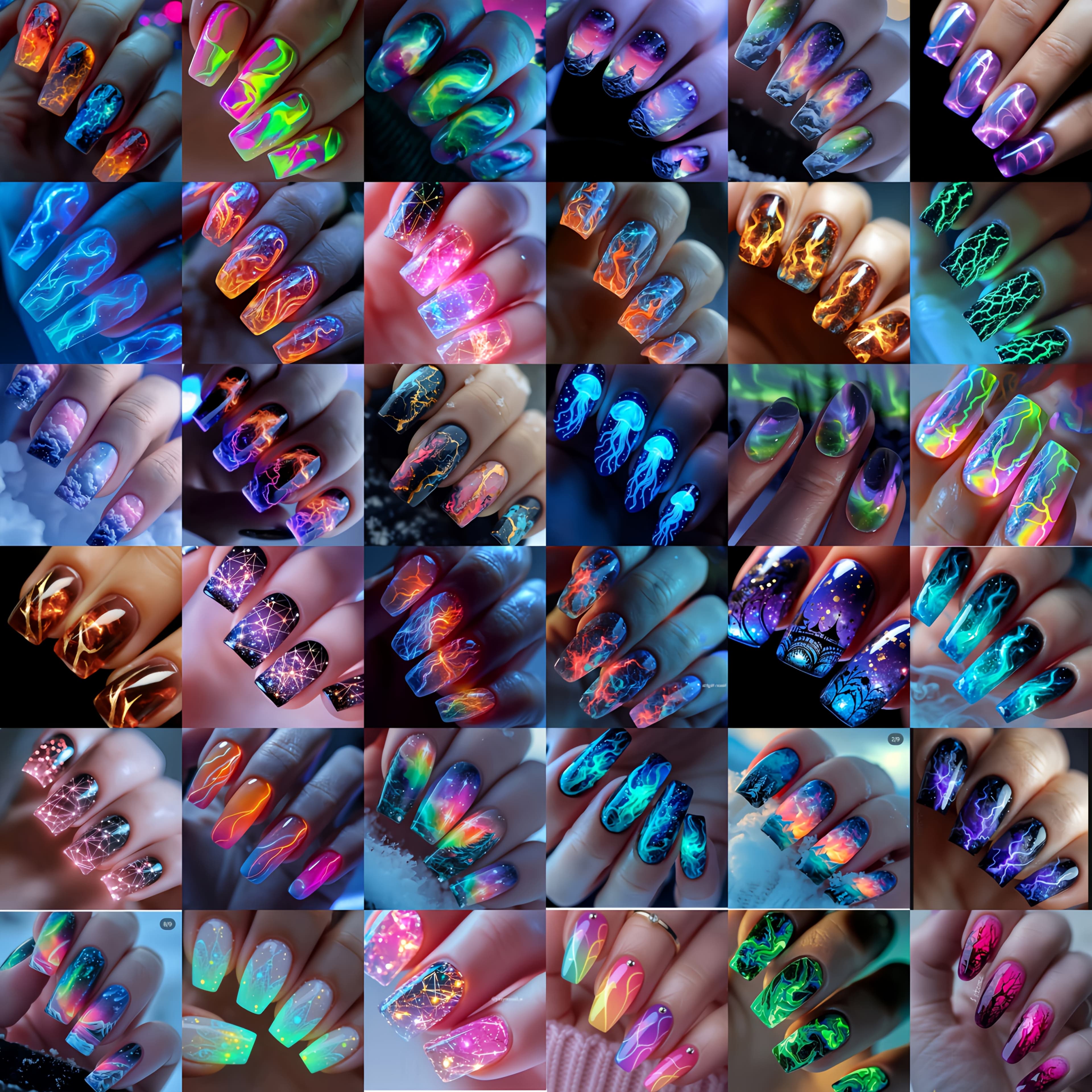 TEMU 96pcs Random Striped Flame Gradient Lightning Nail Art, Removable Press-on Nails, Mixed Style Nails, Women's Nails, Artificial Nails, Mechanical Nails, High-end Nail Art To Show Your Charm