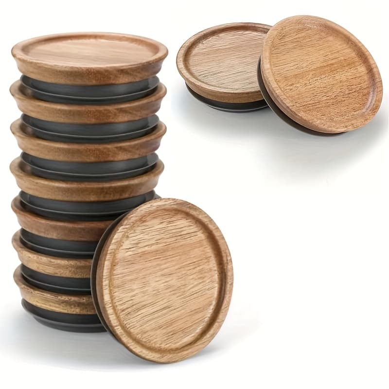TEMU 1/5/10pcs Wooden Storage Lids, Standard And Wide Mouth, Food Grade, And Seal, For Ball And Jars