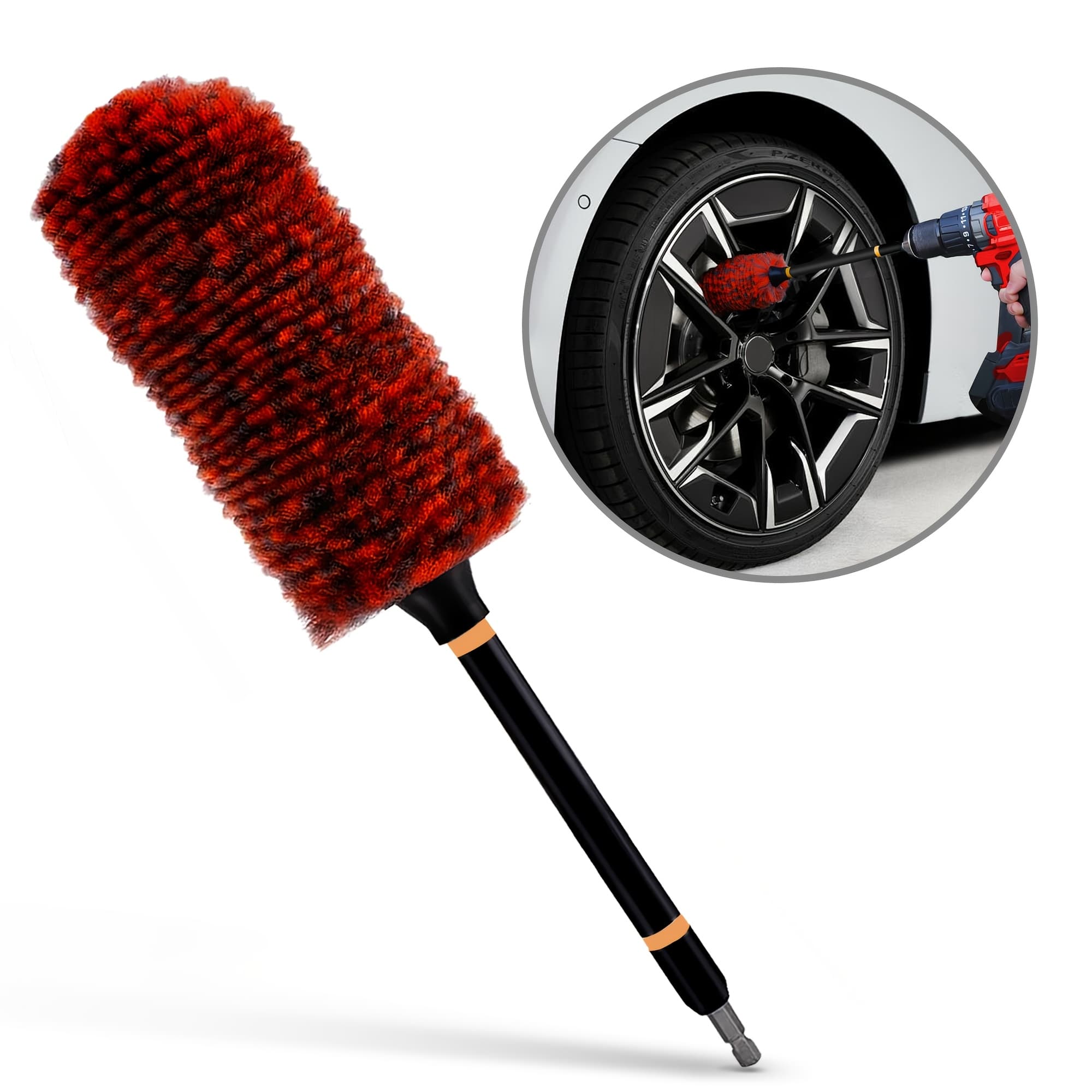 TEMU 1pc Innovative Electric Wheel Drill Brush For Power Drills, Microfiber Wheel Brush For Deep Cleaning Of Wheels And Automotive Grills, Spokes, Door Crevices, Engine Areas And Other Tight Areas