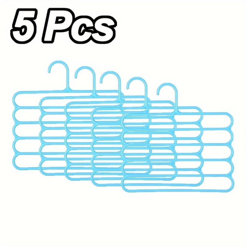 TEMU 5pcs, Multifunctional Five-layer Pants Rack, Anti Slip, Clothing Store Wardrobe Clothes Hanger, Scarf Storage Hanging Rack, Pants Rack