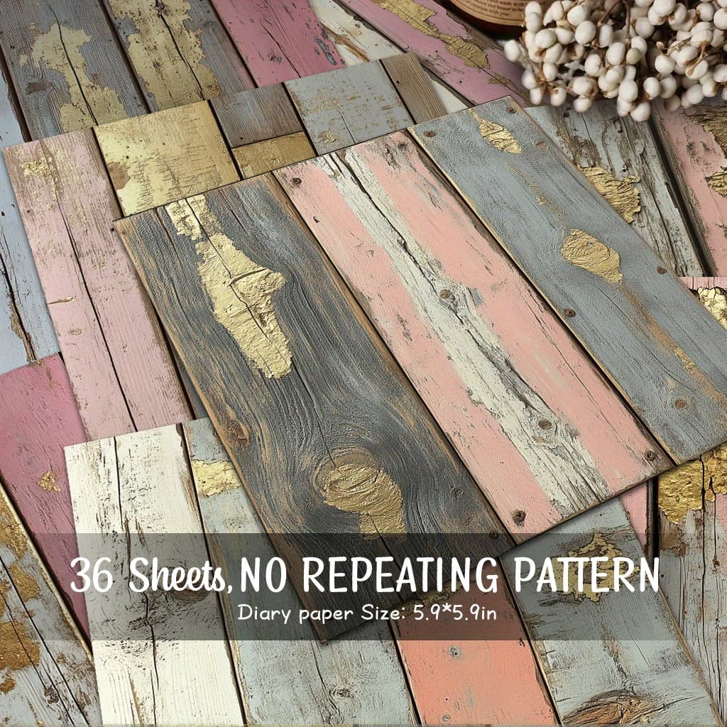 TEMU 36pcs Of Peeling Paint Wood Wall Paper, Decorative Paper Suitable For Handmade Grunge Diary Background Decoration And