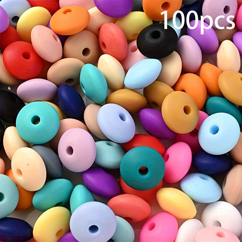 TEMU 100pcs Vibrant Mixed Color Acrylic Abacus Beads, 6x12mm - Vibrant Loose Spacer Beads For Jewelry, Bracelets, Necklaces & Beaded Pens Crafting Additions, Bead Assortment