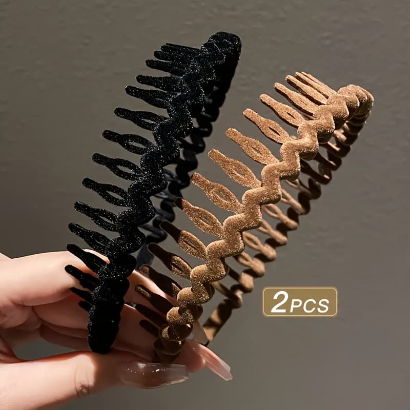 TEMU 2pcs/3pcs Toothed Wave Hairband Simple And Durable Anti-slip Suitable For Washing Face And Skin Care Hairband For Men And Women