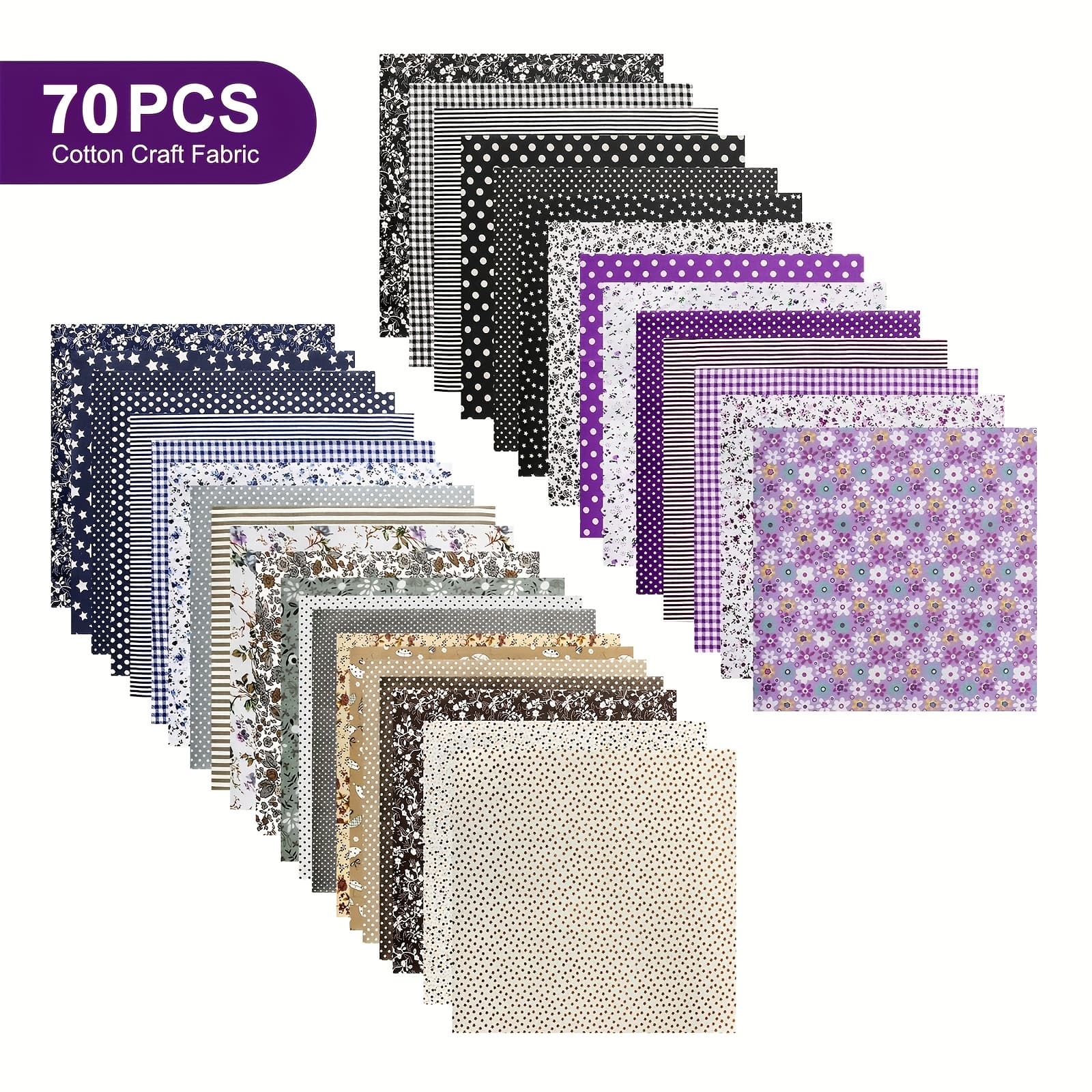 TEMU 35/70pcs 9.8x9.8 Inch Floral Cotton Cloth, Mixed Squares Fabrics, Quilting Fabric Craft For Diy Sewing & Handmade Accessories, Christmas Gift, Holiday Gift