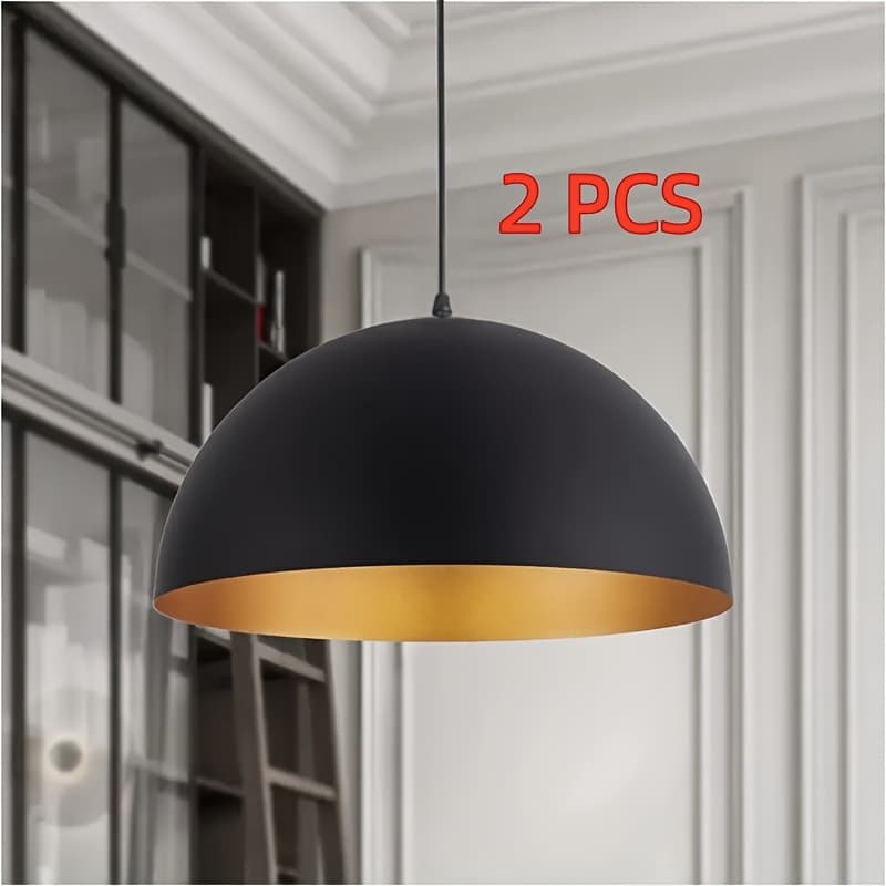 TEMU 2 Pack Vintage Industrial Dome Chandelier - 11.8in Black & , 37in Cord For Kitchen Island, Bedroom, Hallway, Bar(excluding Light Bulbs)