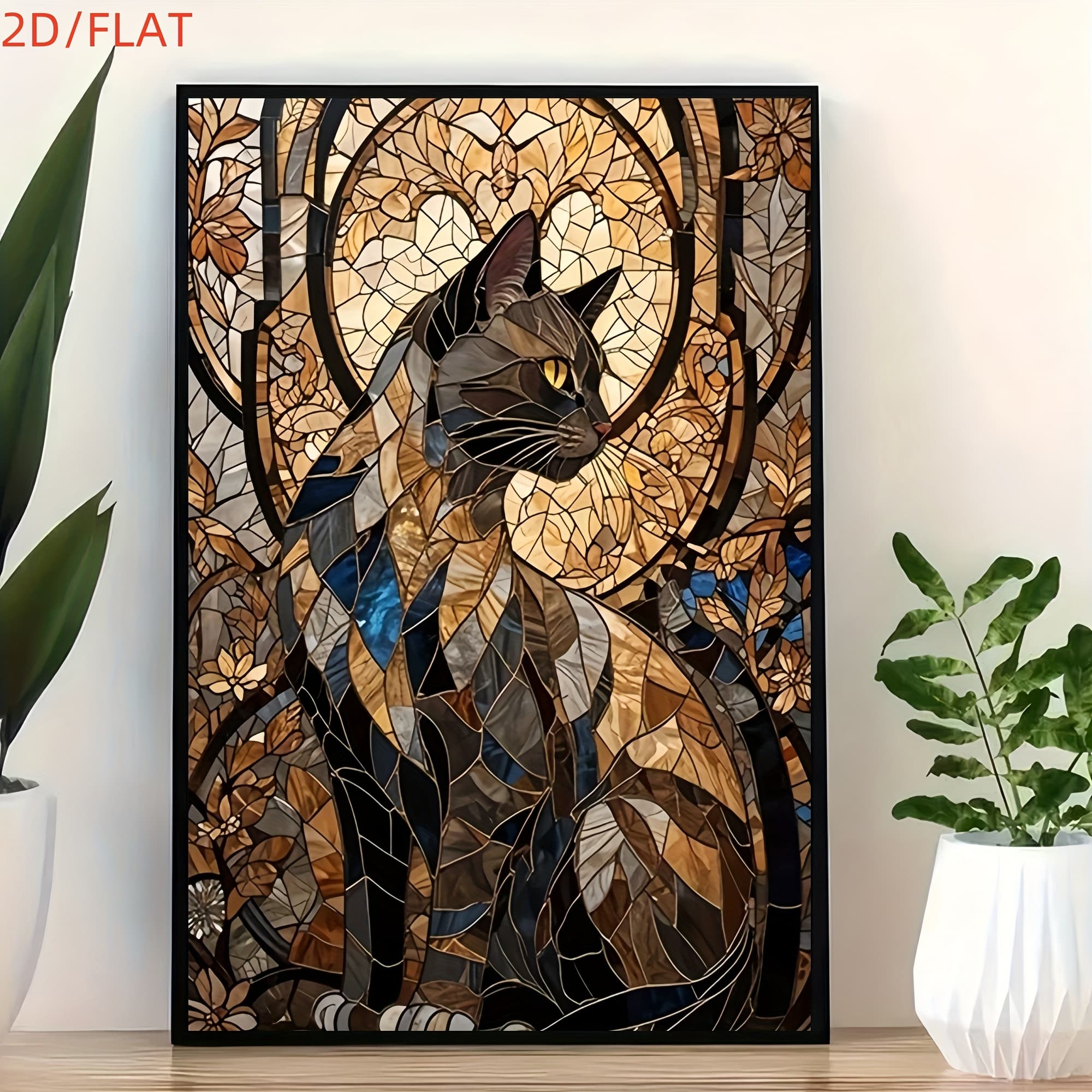 TEMU 2d Flat, 2d Flat, 2d Flat Canvas Prints Featuring A Vibrant 2d Flat Mosaic Pattern, Perfect For Modern Decoration In Living Rooms, Bedrooms, Bathrooms, Offices, And Home Decor