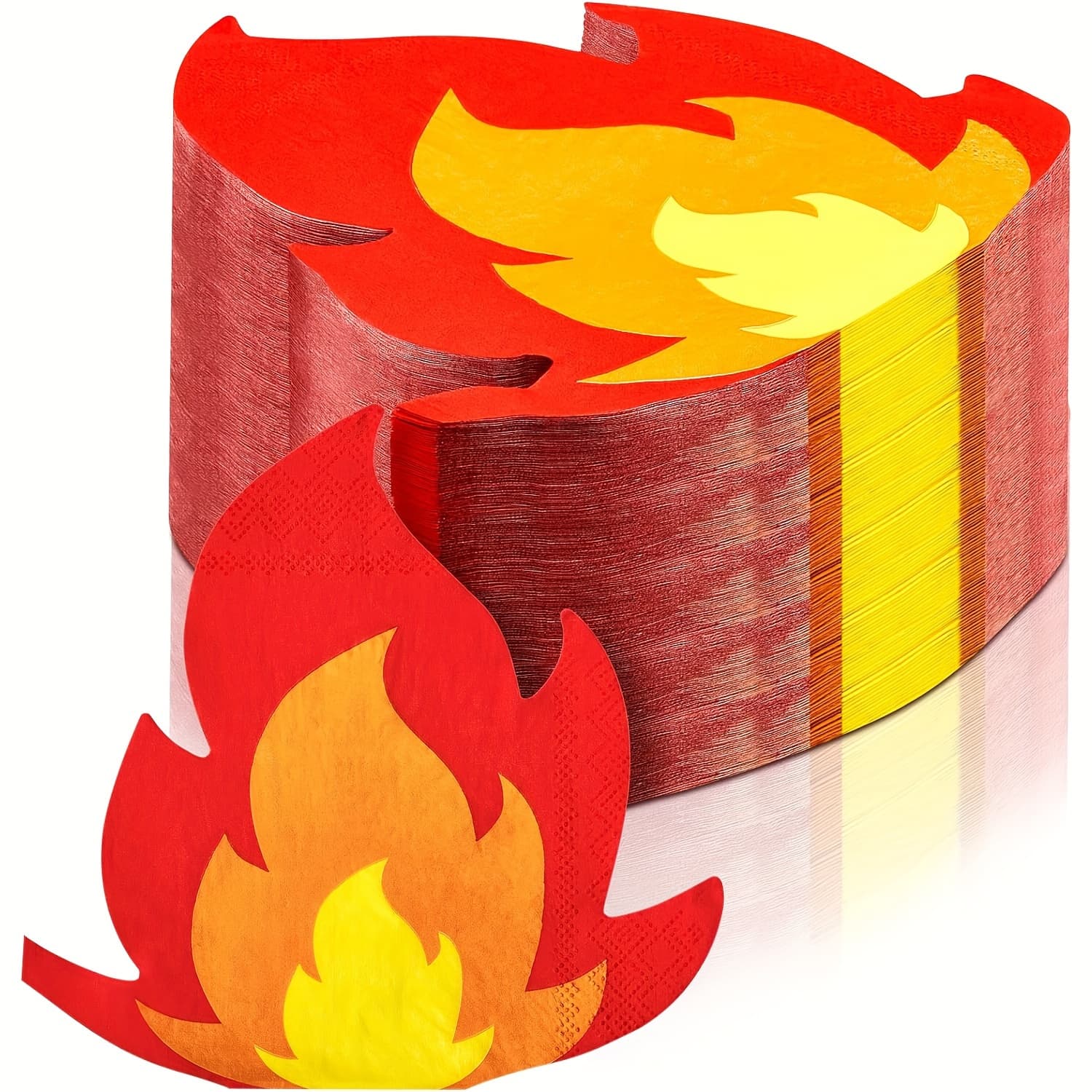 TEMU Set Of 16 Fire Truck Birthday Party Napkins, 6.5-inch Firefighter-themed Napkins With Flames, For Pentecost And Firefighter Graduation Celebrations
