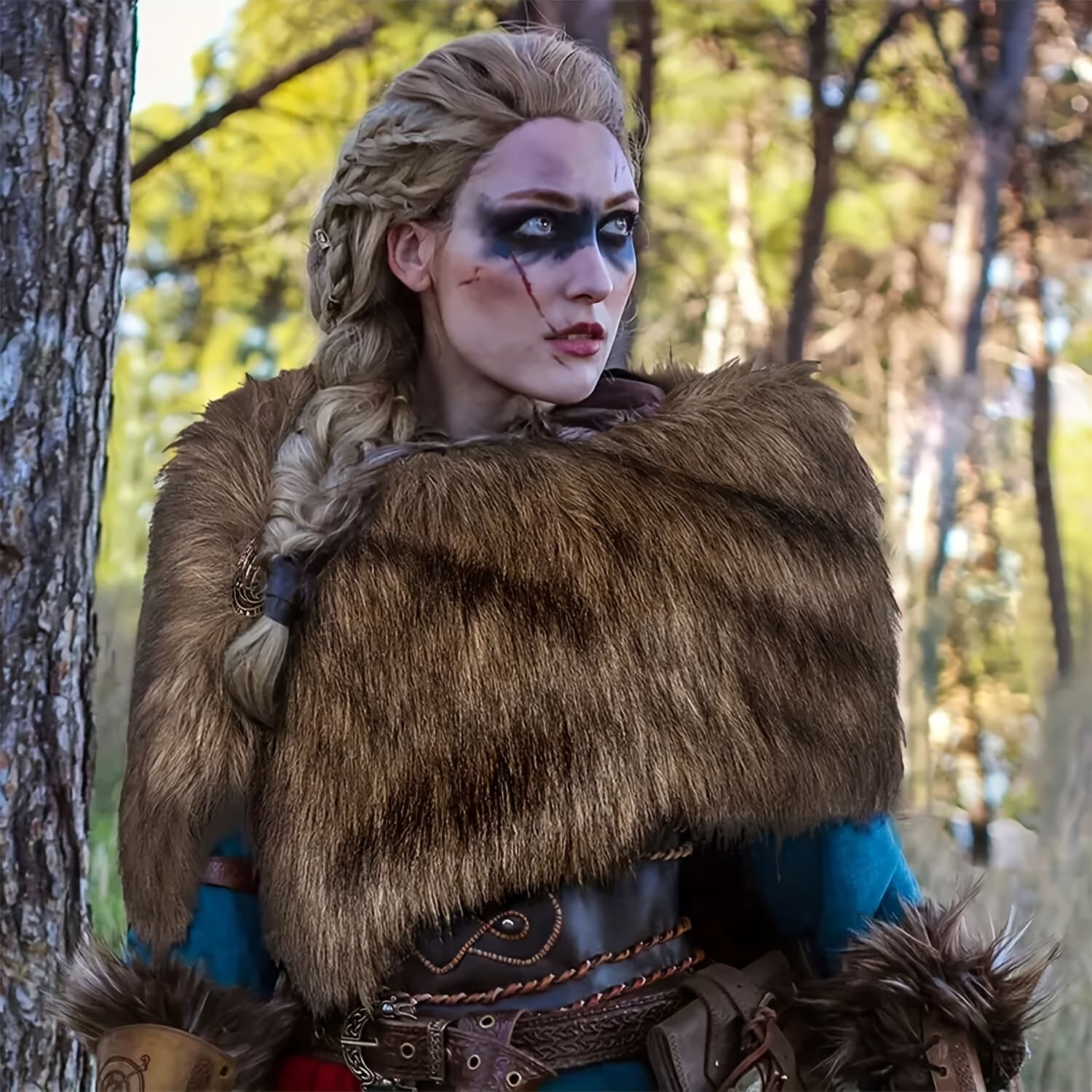 TEMU 1pc Viking Brown Vintage Shawl Cape, Halloween Carnival Stage Costume Performance Prop
