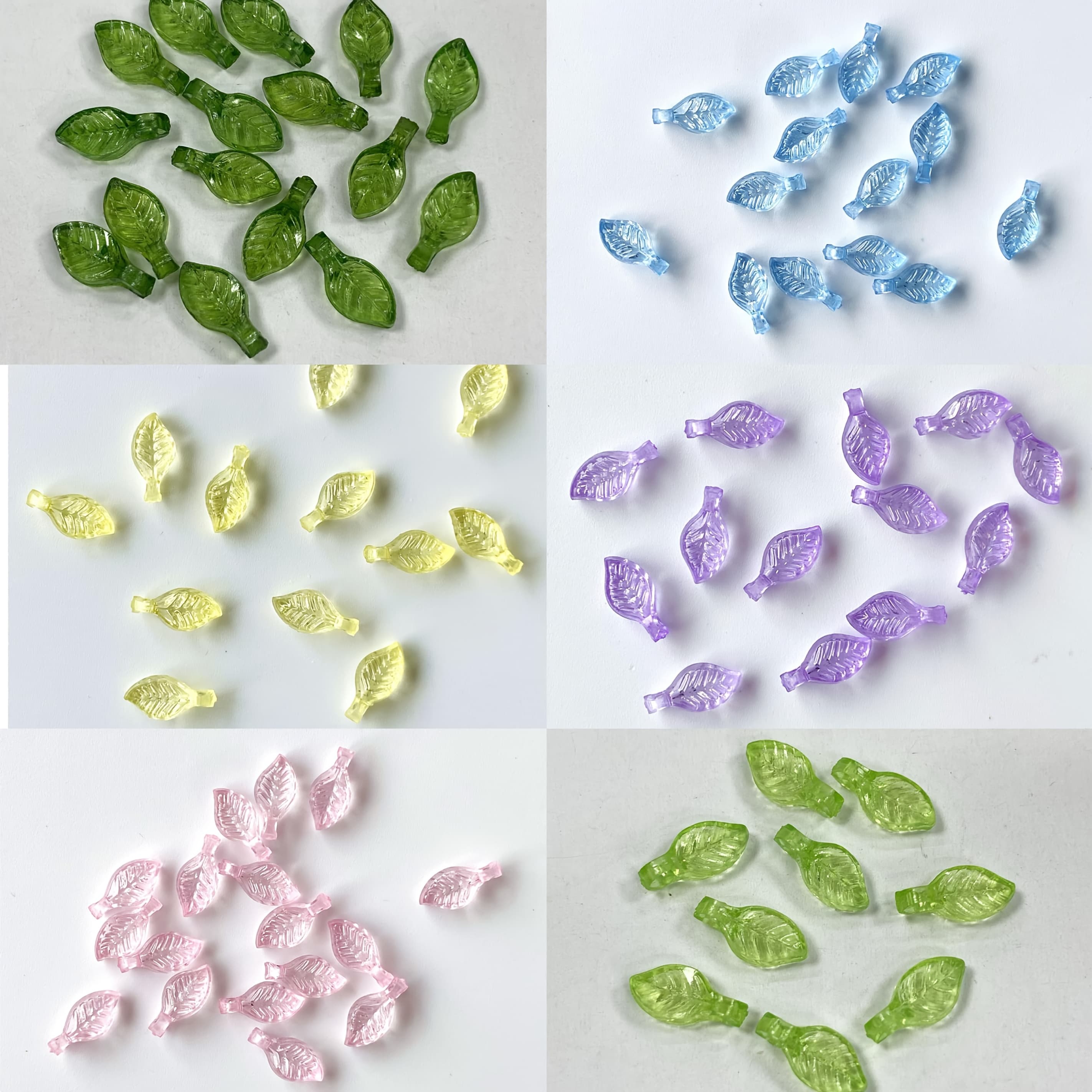 TEMU 1200pcs 5mm Leaf Vein Beads, Translucent Green And Craft Spacers, Bulk Nature-inspired Embellishments For Jewelry , Macrame Supply Kit