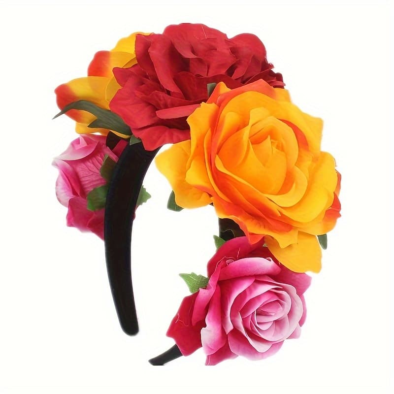 TEMU A Women's Red-orange Rose Orchid Headband For Halloween Costume, Maternity Photoshoot, And Traditional Chinese Ethnic Headwear