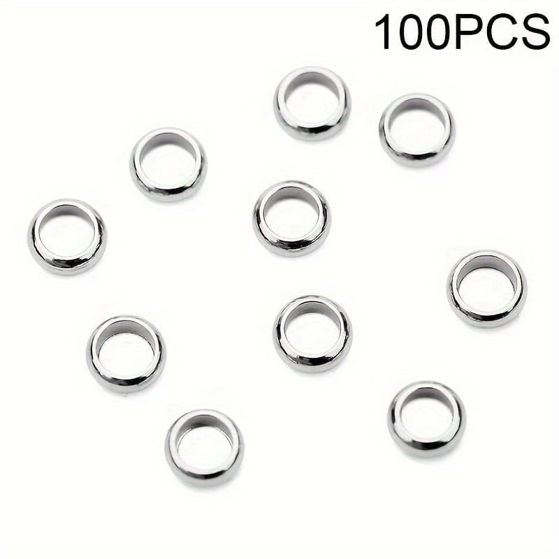 TEMU 100pcs 2 2.5 3mm 304l Stainless Steel End Crimp Beads Covers Round Spacer Stopper Beads For Bracelet Necklace Supplies Jewelry Making