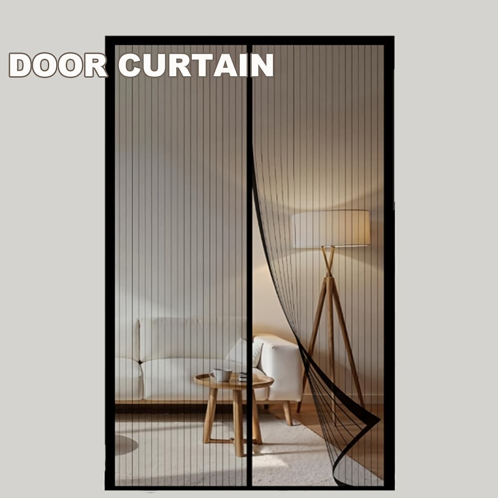 TEMU Heavy Duty Door Mesh Curtain, Automatic Closing Door Curtain, Breathable Mesh Screen, Fly Screen Curtain, 210cm/82 Inches, Black Home Decor Door Curtain