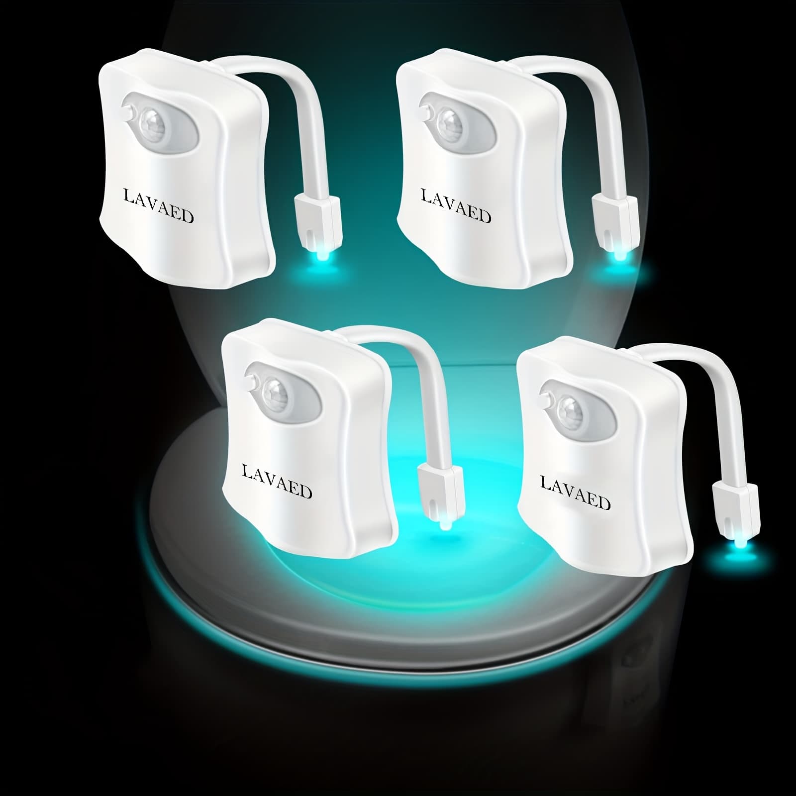 TEMU 32 Color Adjustable Sensing Toilet Seat Light, Motion Sensing Toilet Night Light, Suitable For Bathrooms (4pcs)