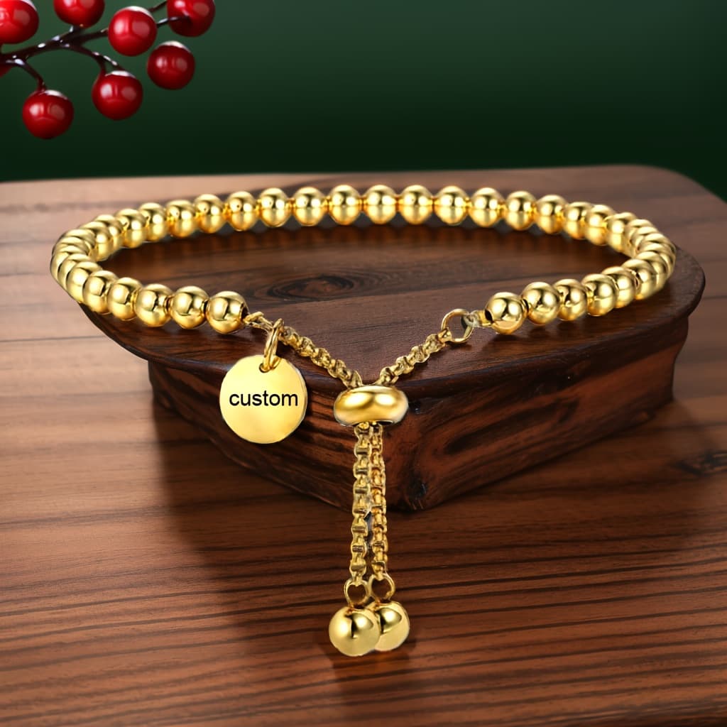 TEMU 1pc Customized Gift: 1 , Retractable Hanging Tag, Stainless Steel Pull-out Bracelet, Engraved Gift