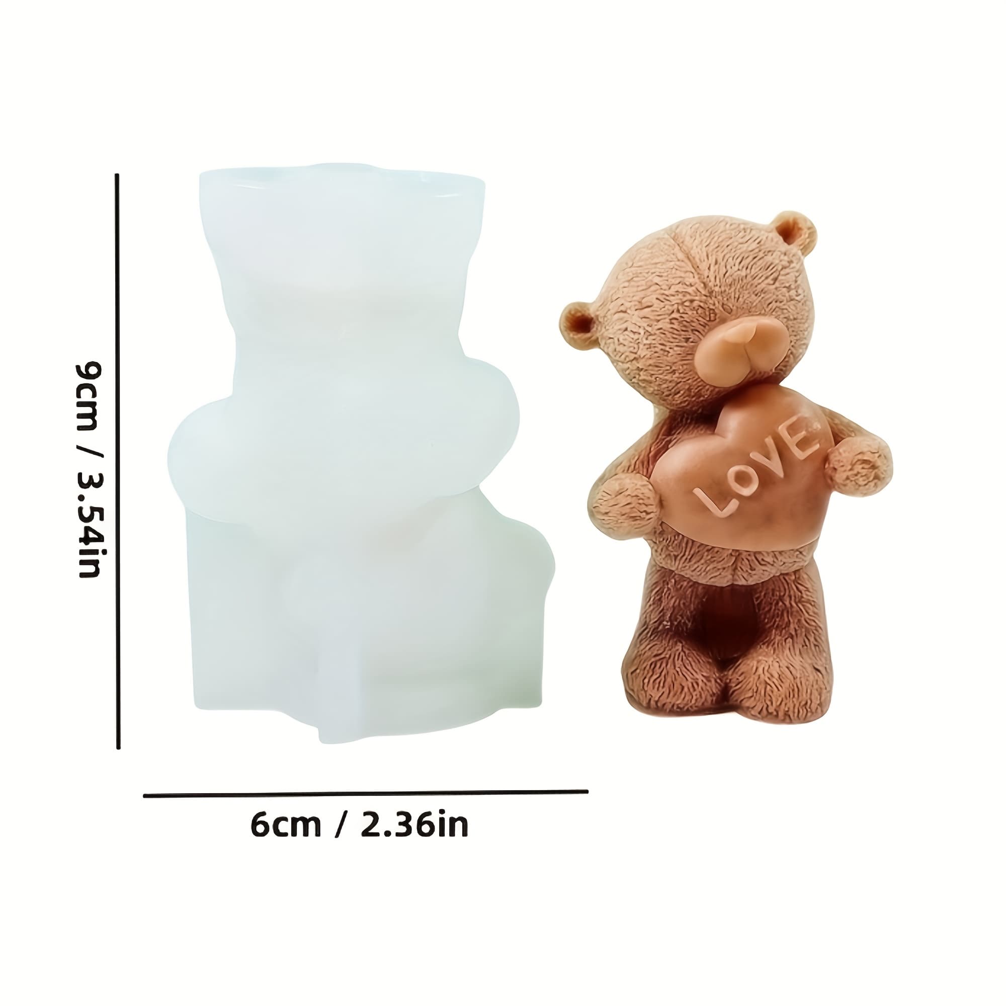 TEMU 1pc Bear Incense Candle Silicone Mold Valentine's Day Decoration Table Bear Plaster Decoration Silicone Mold
