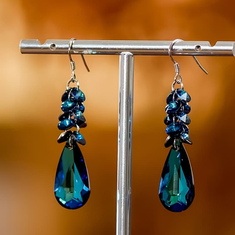 TEMU A Pair Of Elegant, Fashionable And Sparkling Tassel Artificial -shaped Earrings