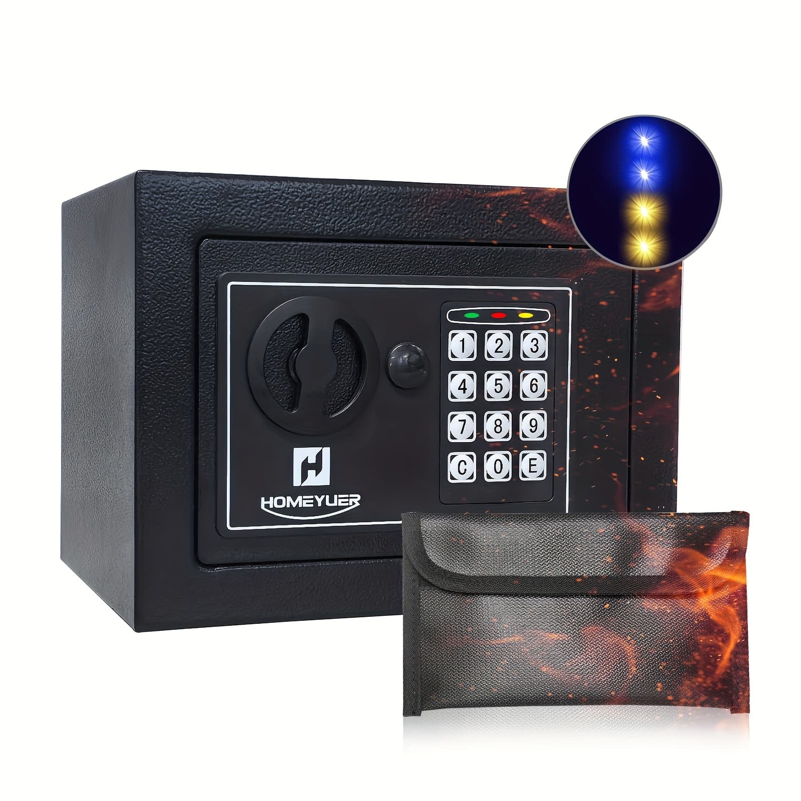 TEMU For Homeyuer Fireproof Safe Box For Home With 4 Led Sensor Light And Fireproof , Fireproof Safe With Digital Keypad