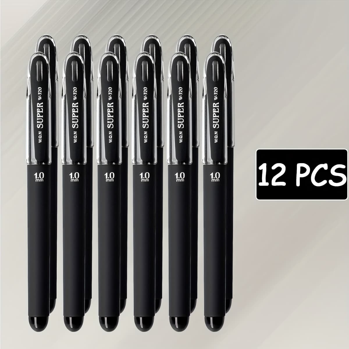 TEMU Wqn 12pcs Large Capacity Black Gel Pen 1.0mm Nib Pen Ink Smooth No Suitable For Meeting Minutes Marking Back-to-