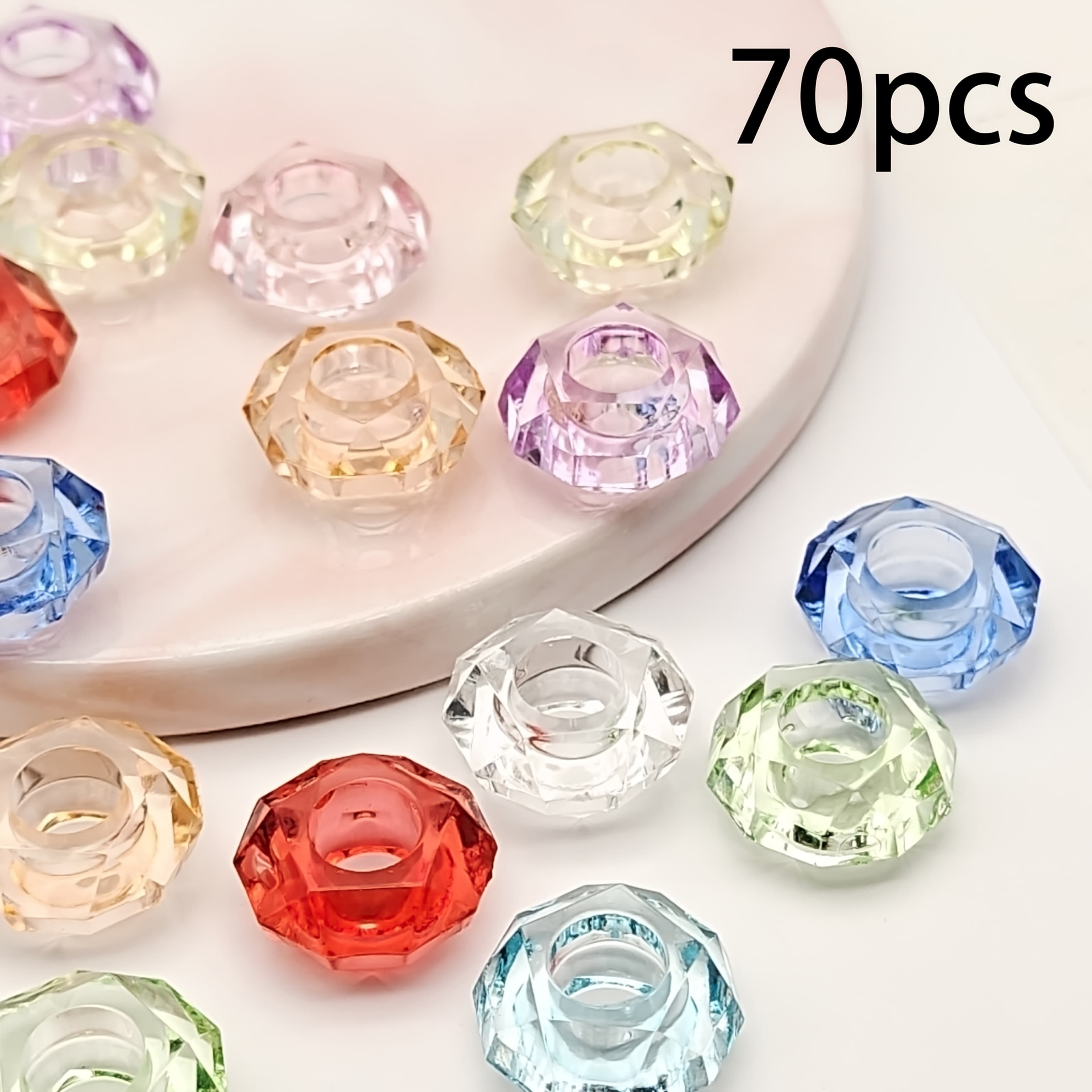TEMU 70pcs 14mm Large Hole Beads Loose Beads Jewelry Creation Material, Used For Necklaces, Bracelets, Earrings, Mobile Phone Chains, Key Chains, Bag Pendants And Other Handmade Additions
