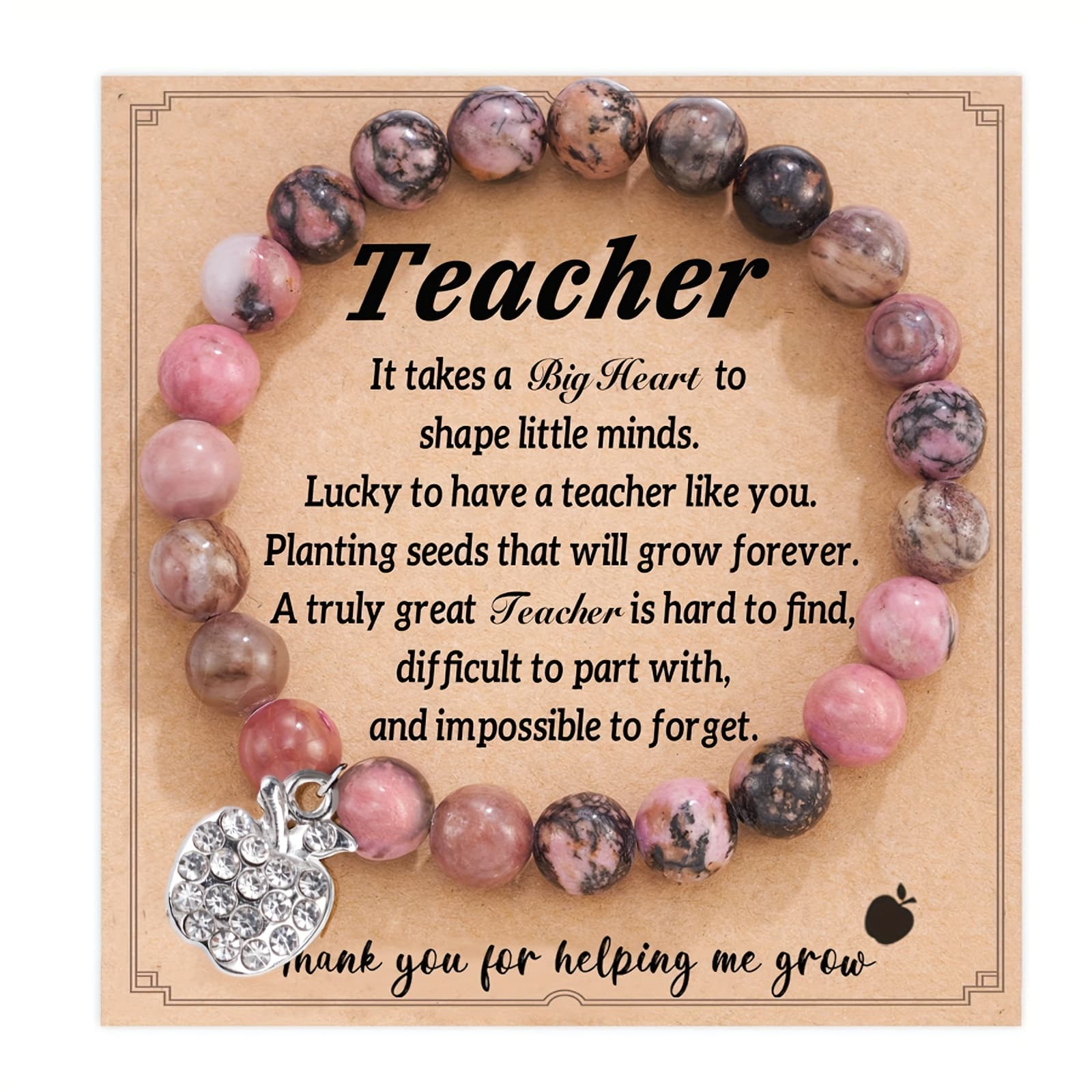 TEMU Graduation Gifts For Him/her 2023, College High School Graduation Gift 2023, Teacher Appreciation Gifts For Women, Teacher Stretch Bracelet With Charm, Natural Stone Beads Teacher Bracelets