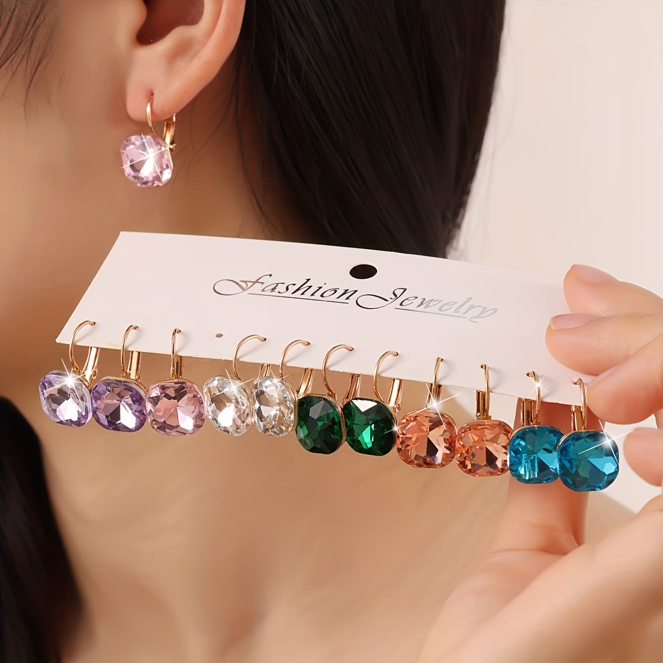TEMU 12pcs-elegant Golden Stud Earrings 6 Pairs Set | Kc Golden Plated, Synthetic Zirconia, Alloy, Suitable For Women, High , Ideal For Daily Wear Or Gift Jewelry
