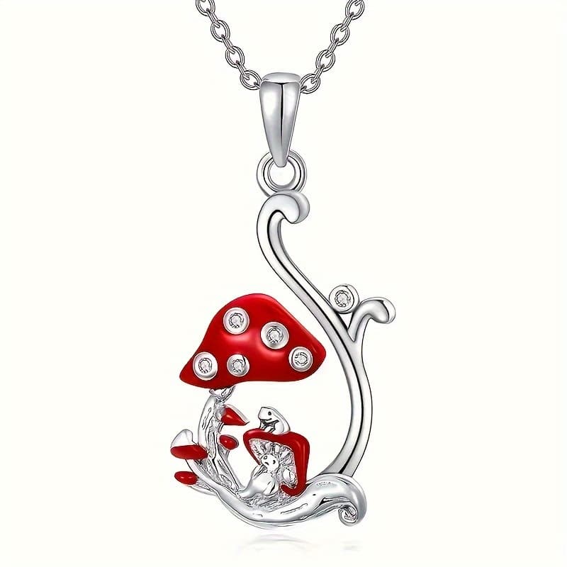 TEMU Fashion Simple Ladies Mushroom Necklace Pendant Necklace For Wife Daughter Love Valentine's Day Anniversary Christmas Birthday Gift Party Gift