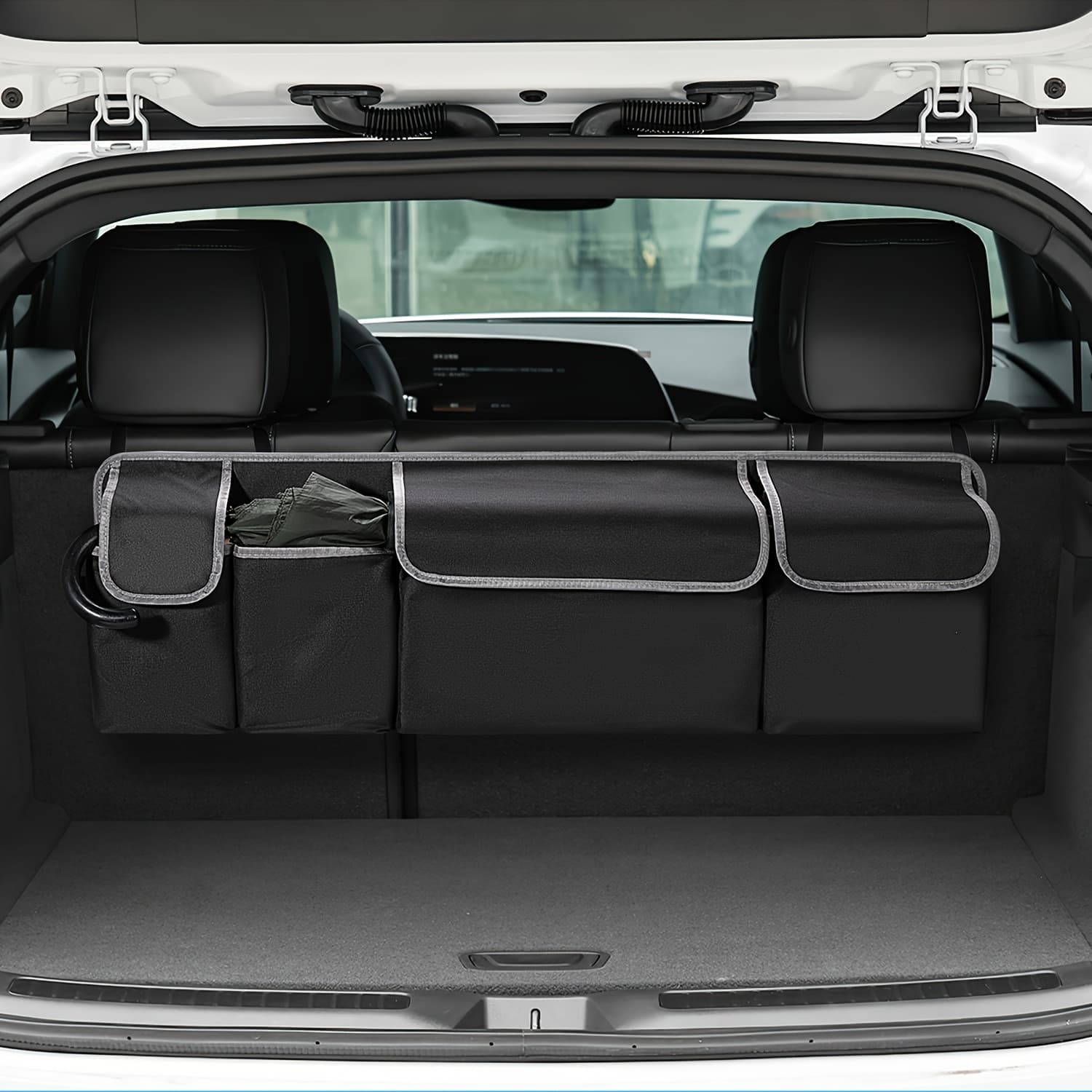 TEMU Car Trunk Organizer, Rear Seat Hanging Large Storage Space, With 3 Adjustable Shoulder Straps And 4 Pockets, For Off-road Vehicles, Trucks, And Mpvs